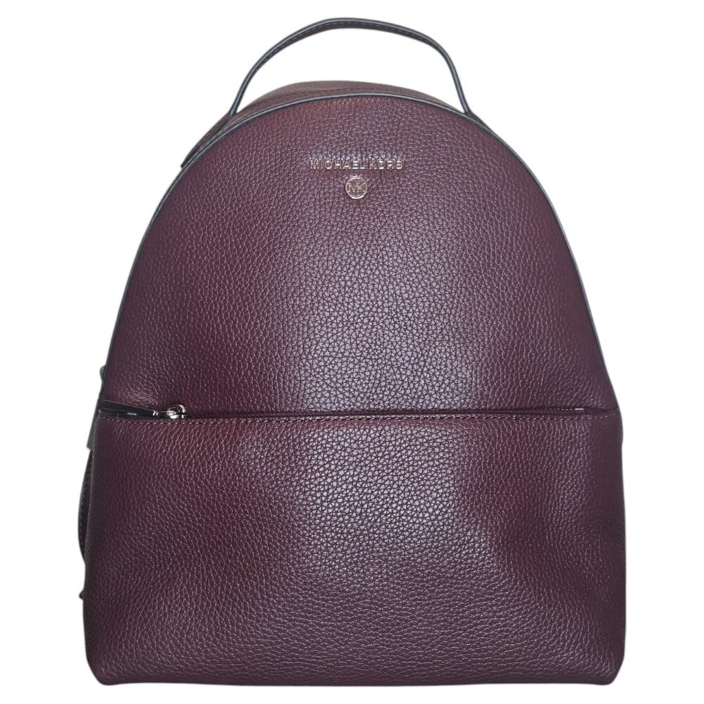 Michael Kors Valerie Medium Pebbled Leather Backpack Purse Wine Red MK Bag